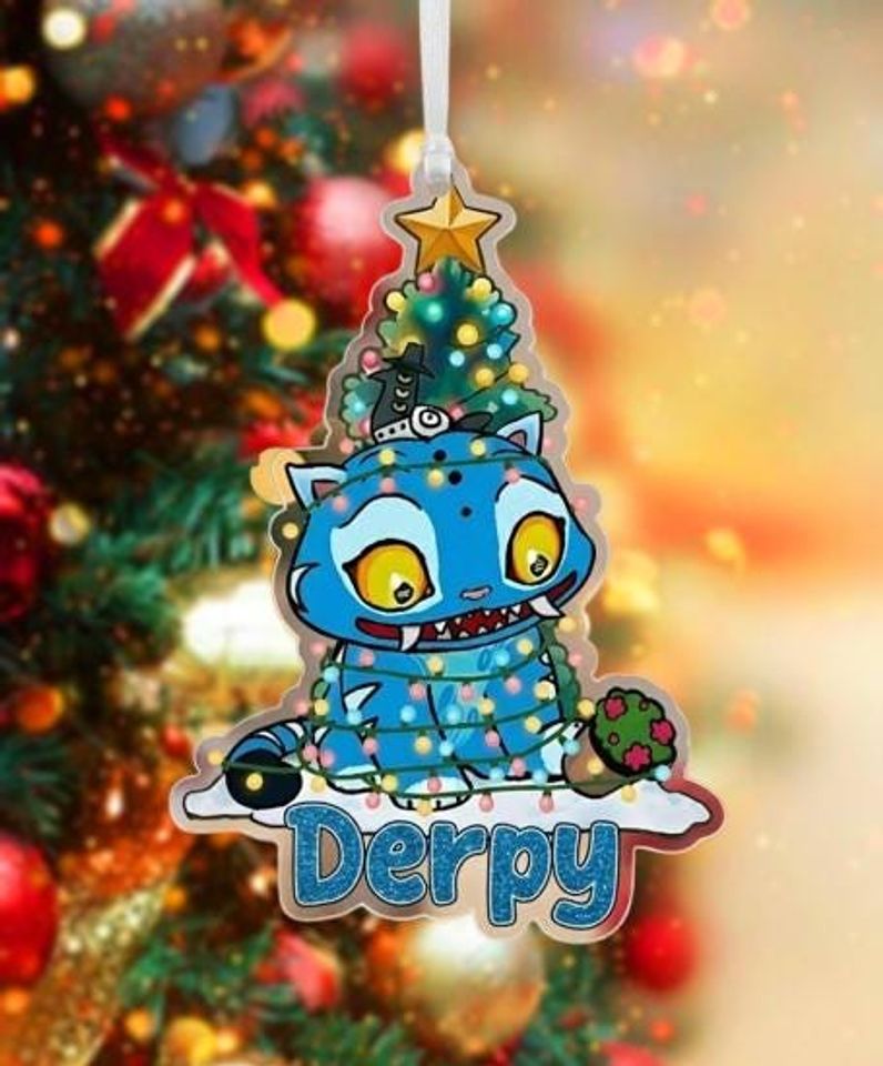 Derpy Blue Tiger Ornament, Derpy Tiger Ornament, K-Pop Huntrix Demon Hunter