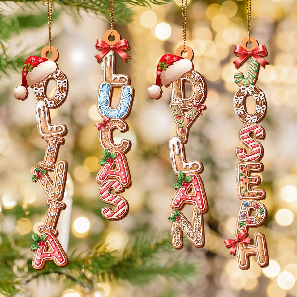 Custom Gingerbread Name Ornament - Acrylic Christmas Tree Decor