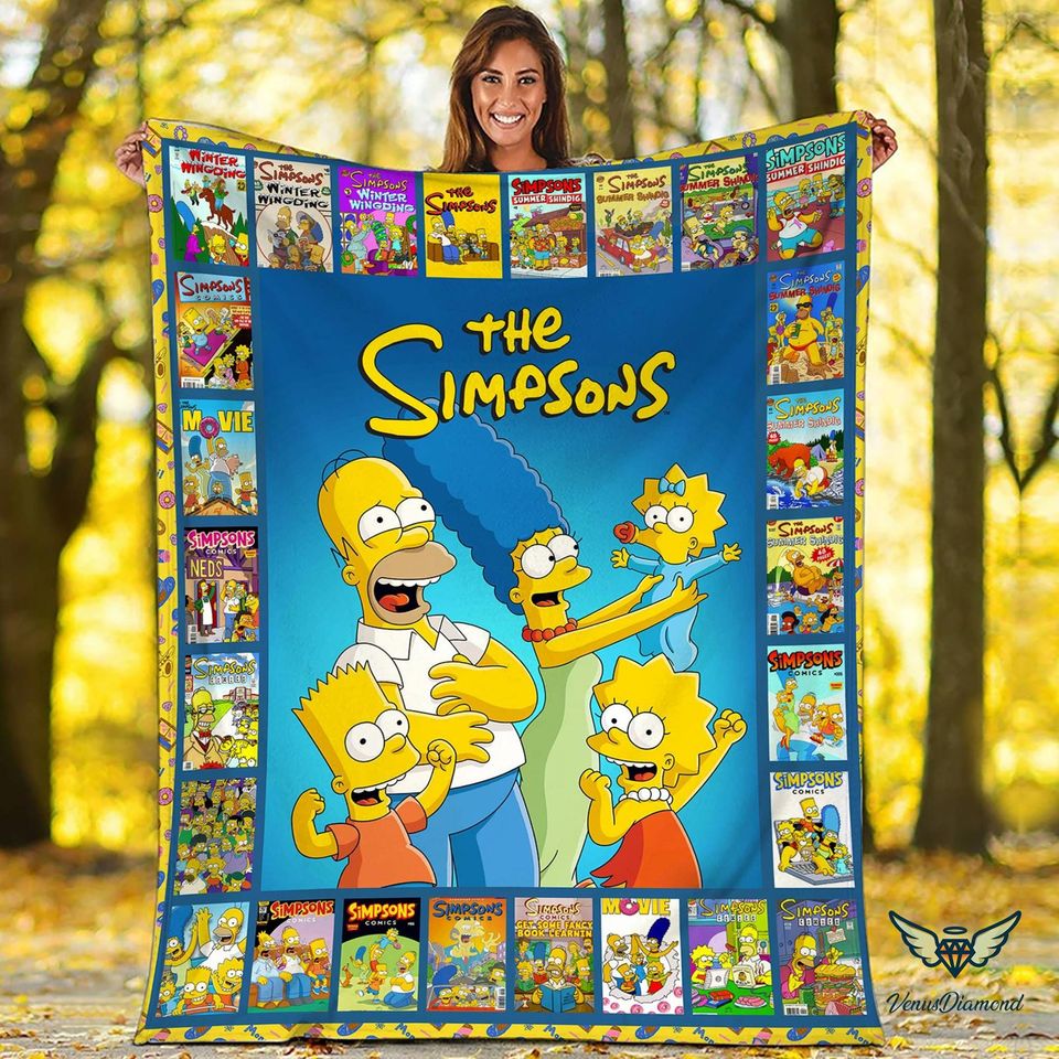The Simpsons Fleece Blanket Simpsons Family Blanket For Bed Couch Sofa
