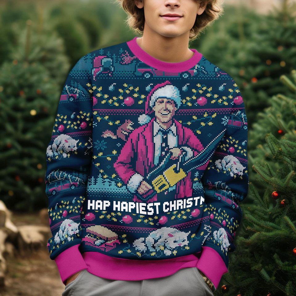 Hap, Hap, Happiest Christmas Ugly Sweater, Griswold Christmas Party 2025 Sweater
