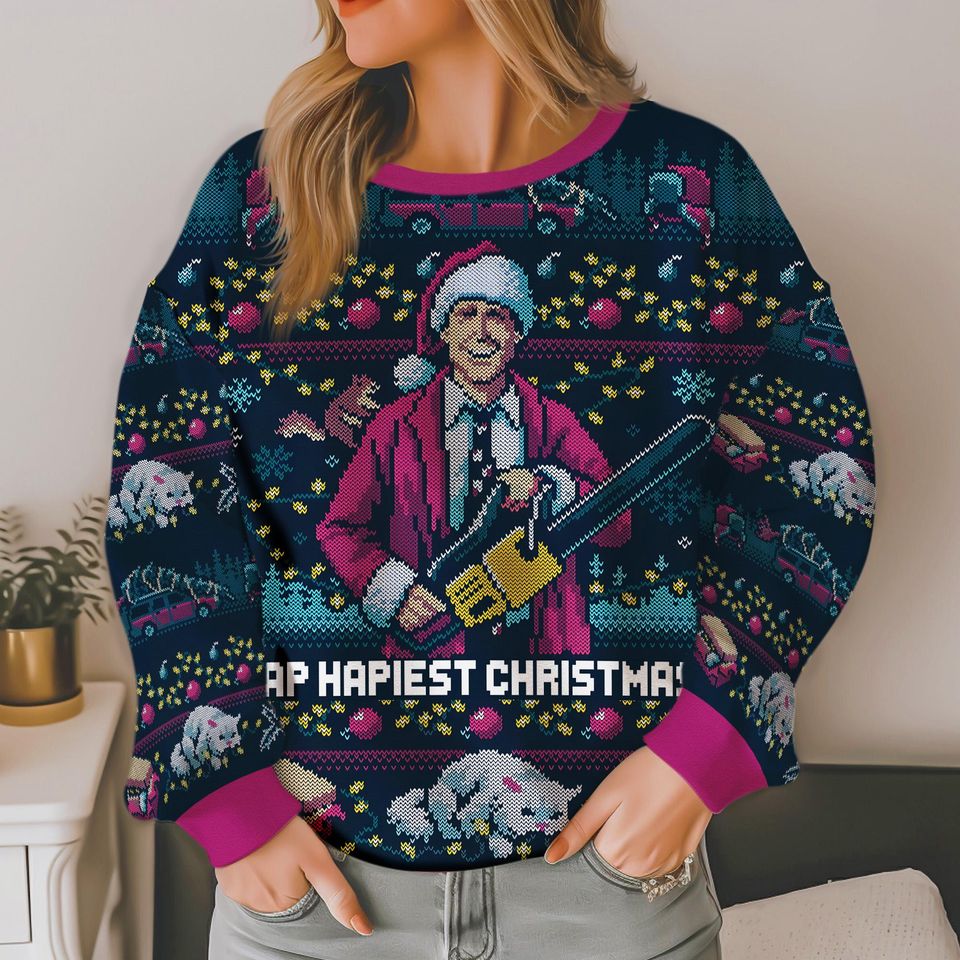 Hap, Hap, Happiest Christmas Ugly Sweater, Griswold Christmas Party 2025 Sweater