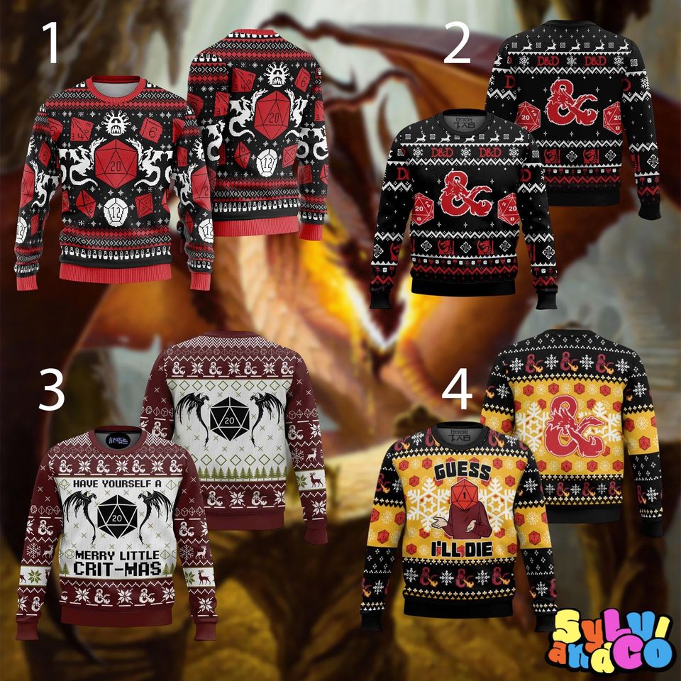 Dungeons And Dragons DnD Ugly Sweater, Dungeons Dragons Game Ugly Sweater