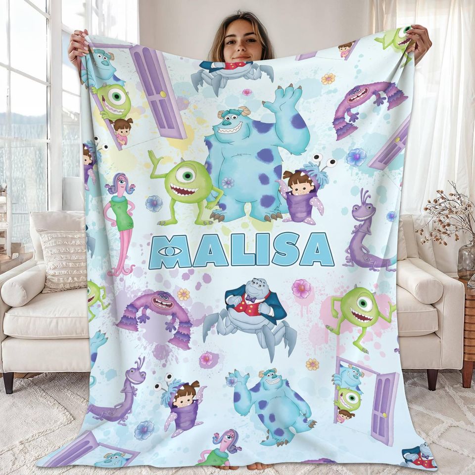 Personalized Watercolor Disneyland Monsters Inc Blanket