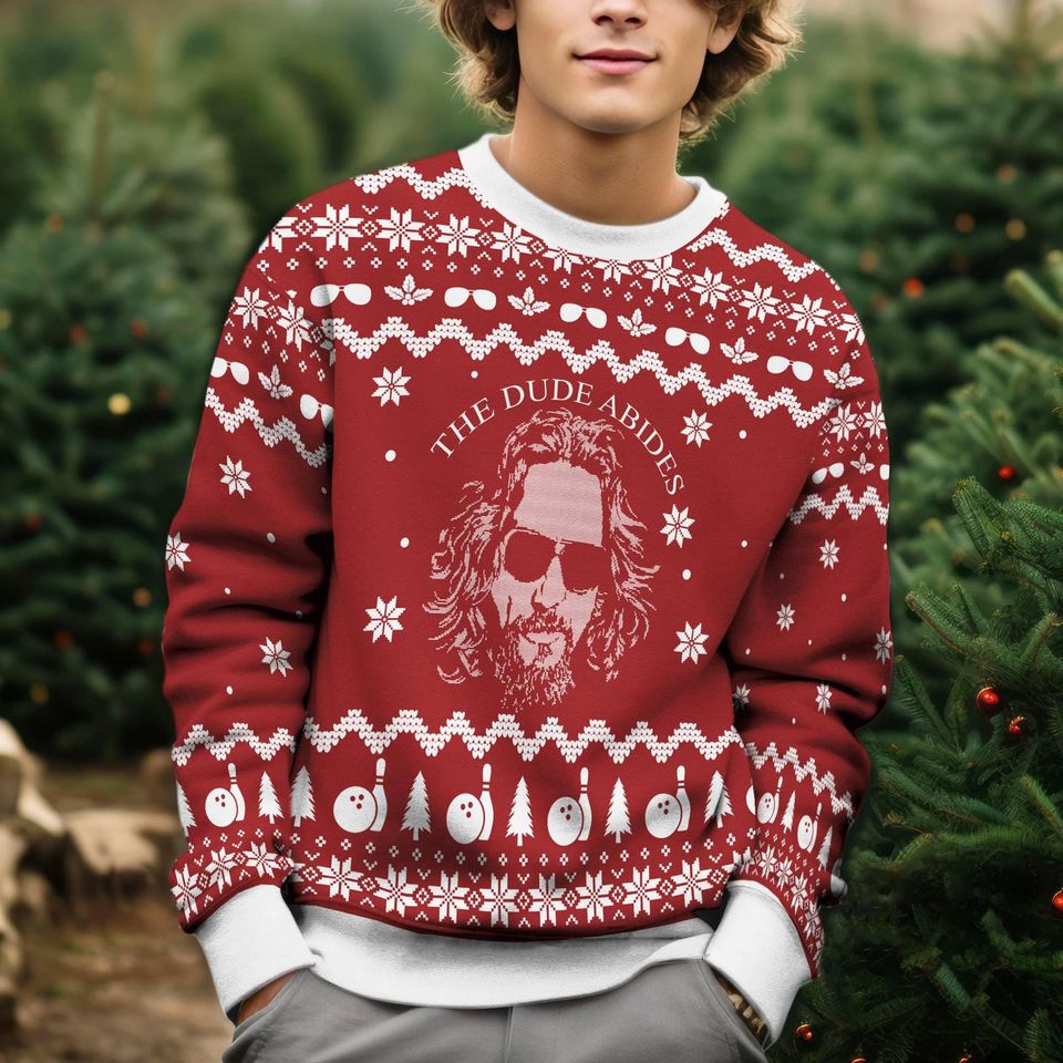 The Big Lebowski The Dude Abides Ugly Christmas Sweater