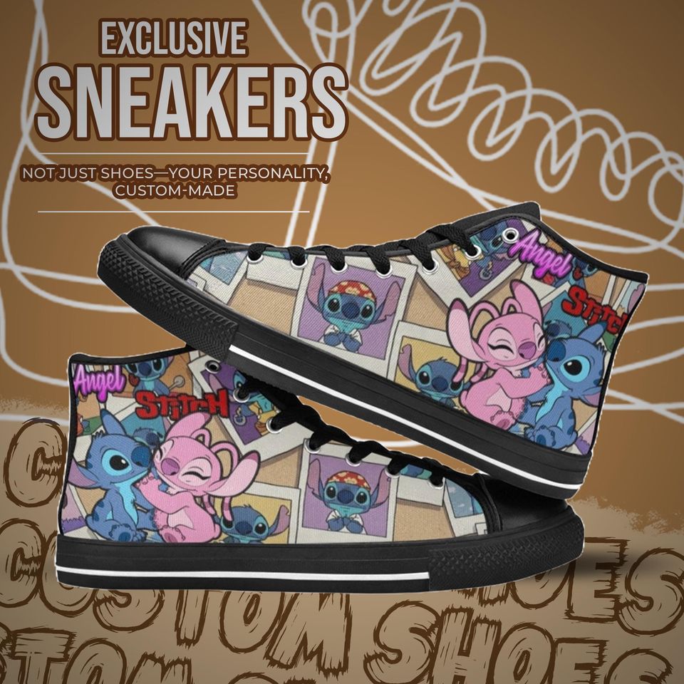 Stitch and Angel High Top Shoes Sneakers for Men and Women