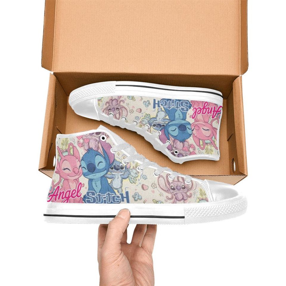 Stitch and Angel High Top Shoes Sneakers for Men and Women