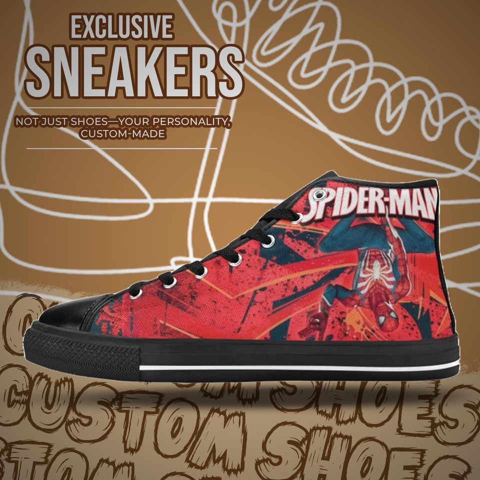 Spiderman High Top Shoes Custom Canvas Sneakers