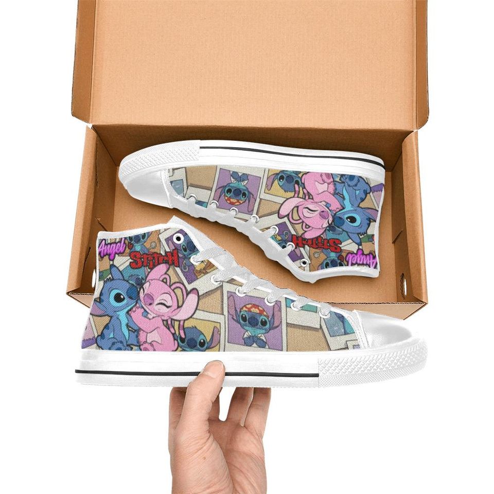 Stitch and Angel High Top Shoes Sneakers for Men and Women