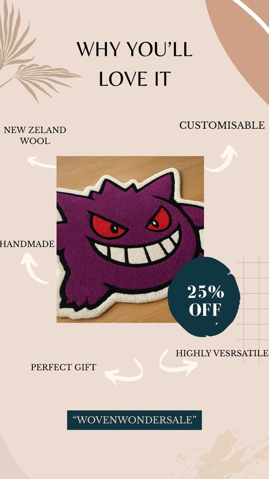 Gengar Rug,Tufted Rug Home Decor