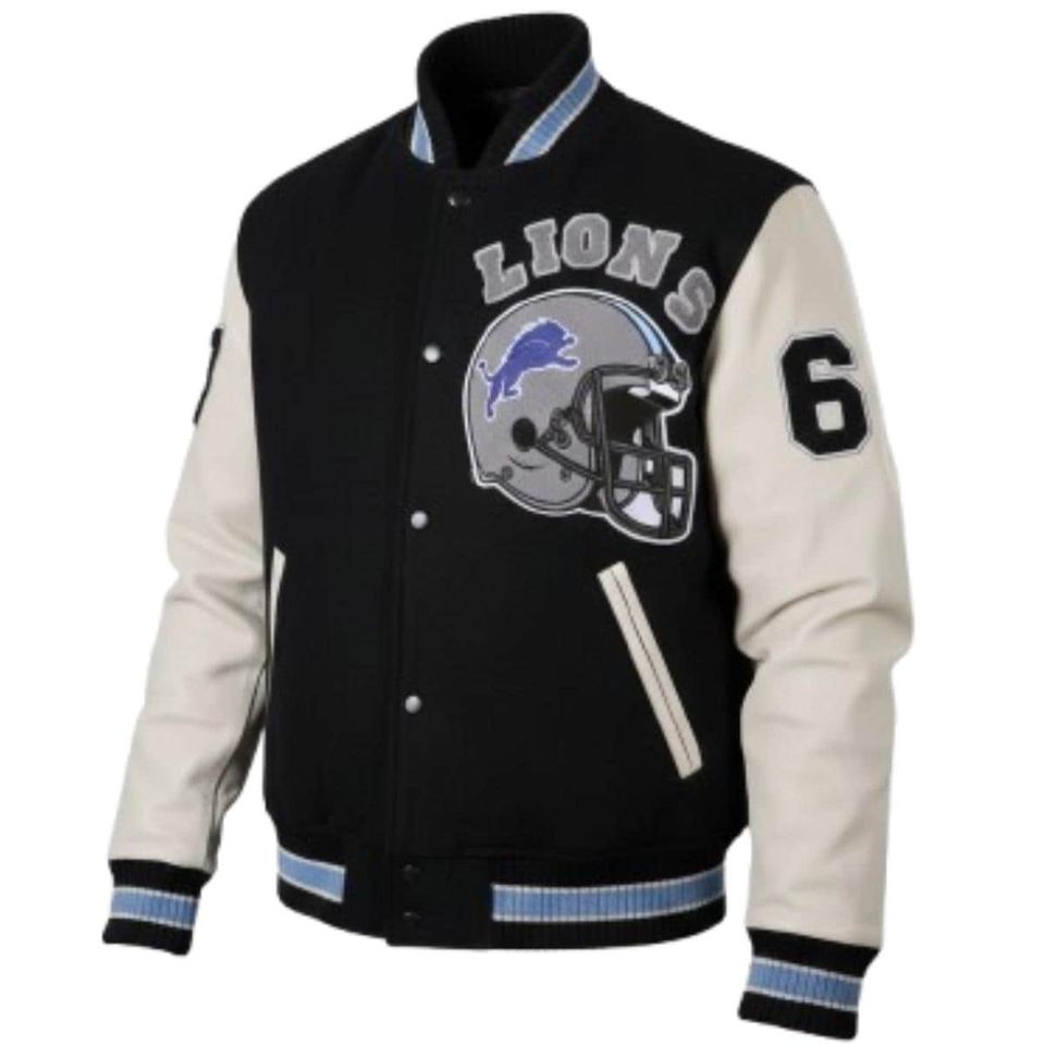 Detroit Lions Wool and Leather Varsity Jacket