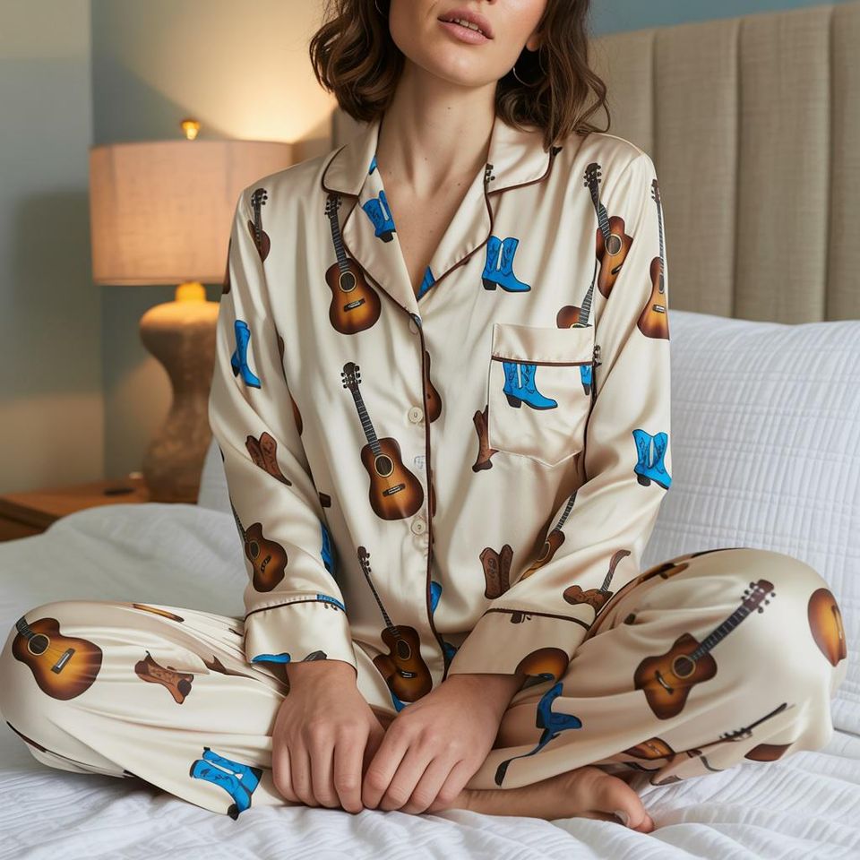 Christmas Pajama Set with Piping - Holiday Nightwear and Themed Prints