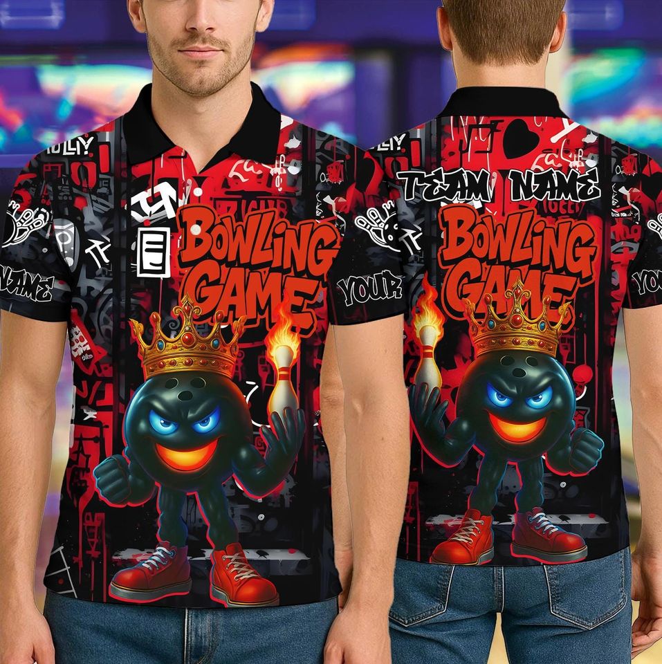 Custom Bowling Polo Shirt with 3D Name and Team Design for Men and Women
