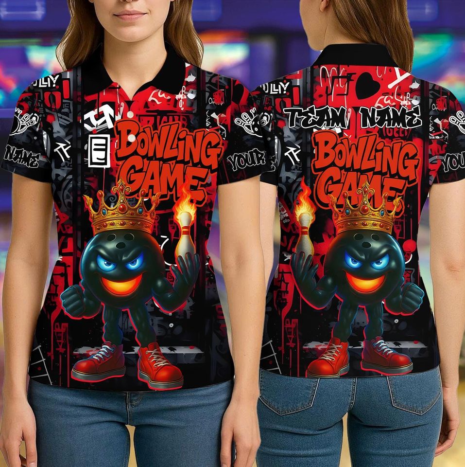 Custom Bowling Polo Shirt with 3D Name and Team Design for Men and Women