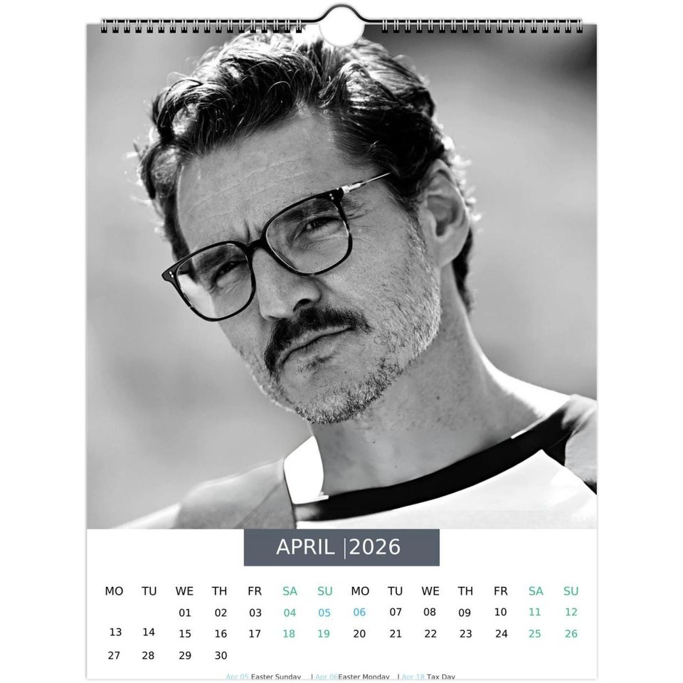 Pedro Pascal 2026 Wall Calendar with U.S. Holidays