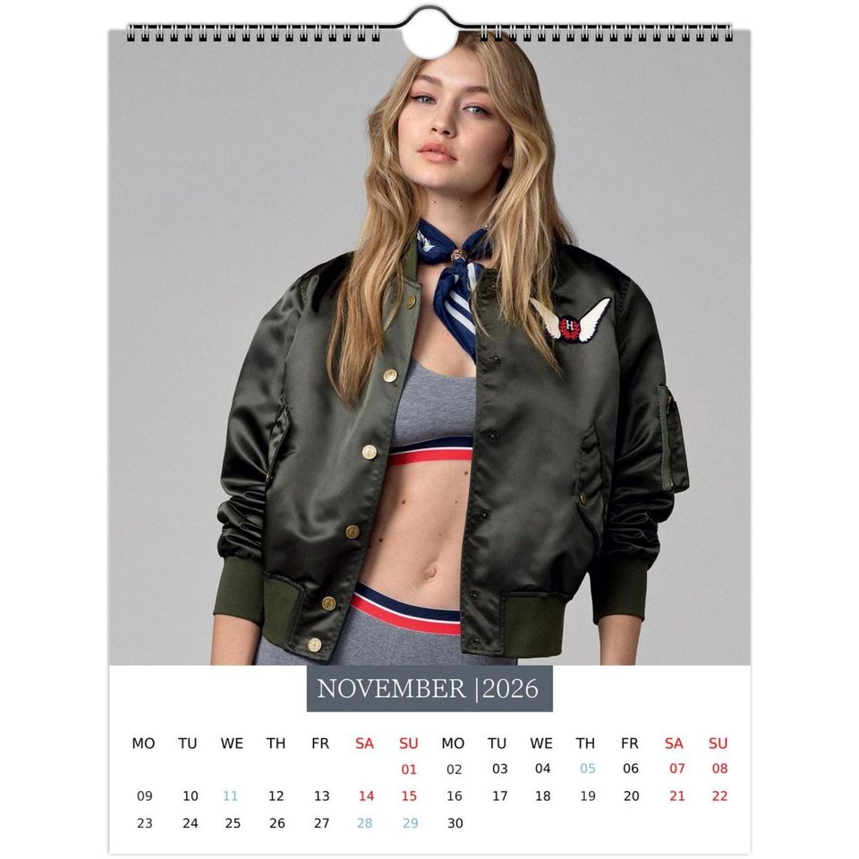 Gigi Hadid 2026 Wall Calendar US Holidays