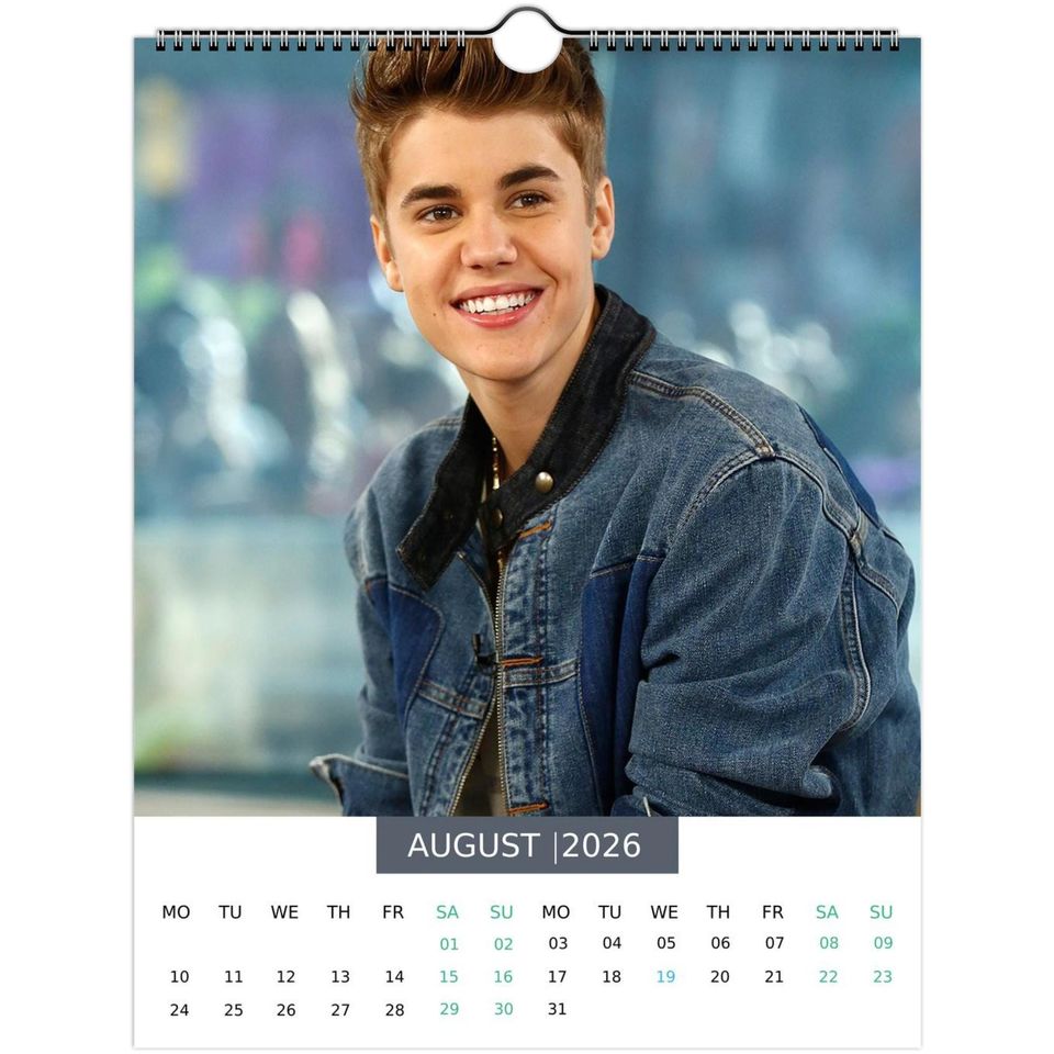 Justin Bieber 2026 Wall Calendar