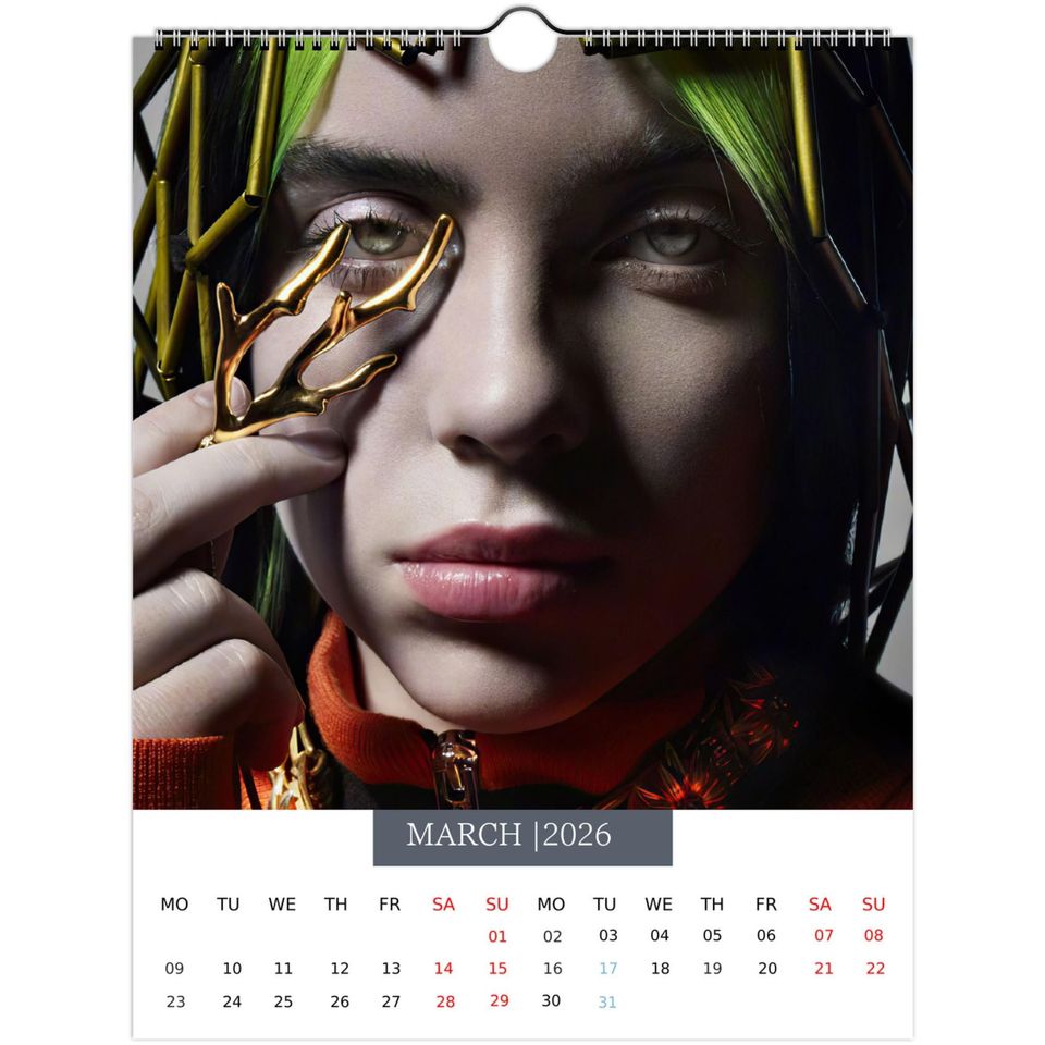 Billie Eilish 2026 Wall Calendar