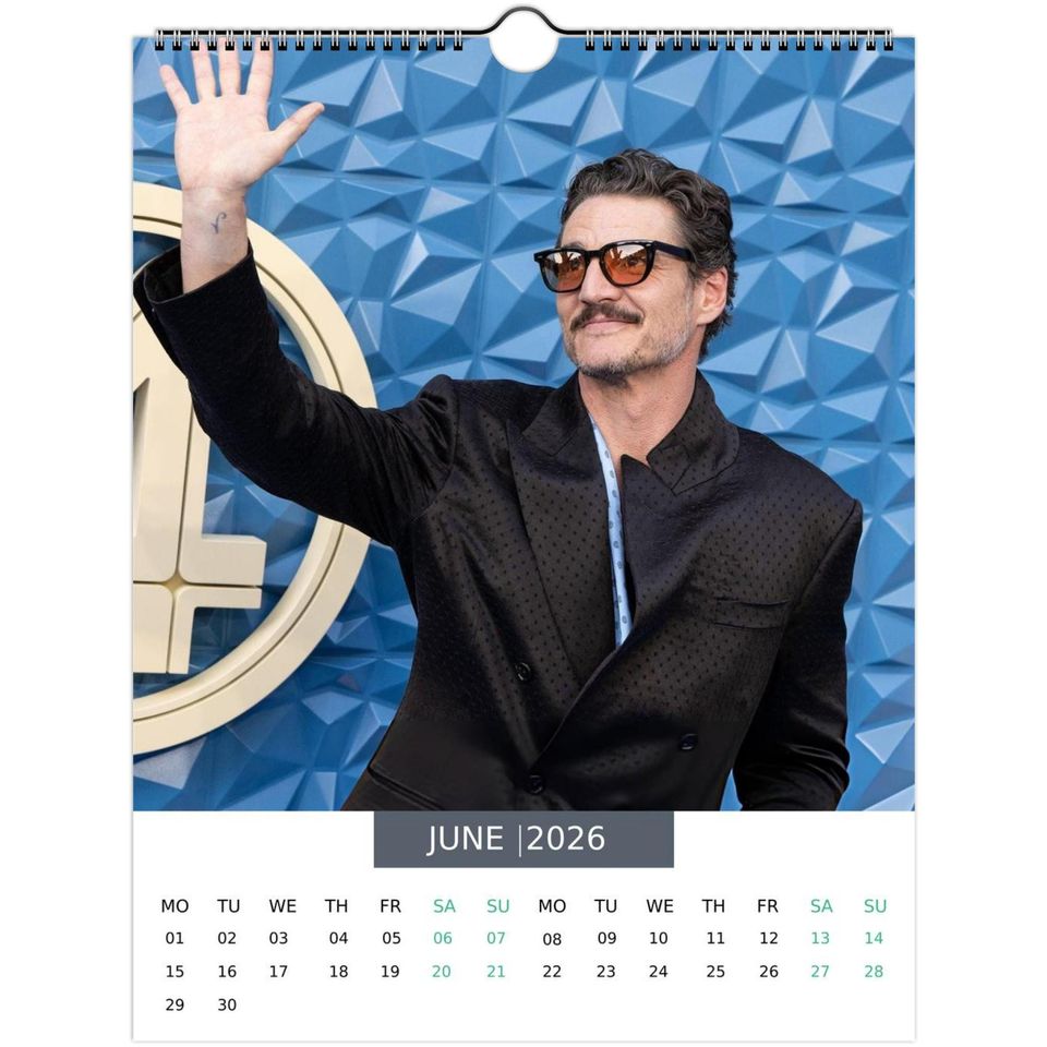 Pedro Pascal 2026 Wall Calendar with U.S. Holidays