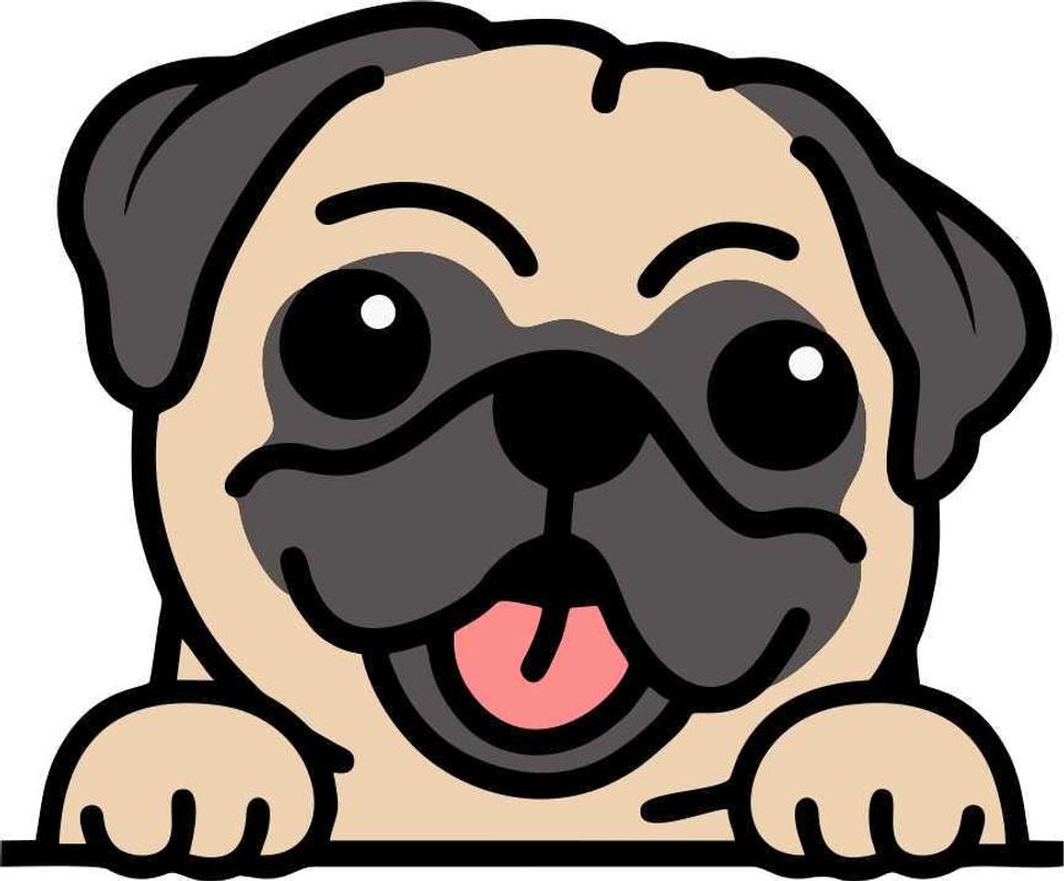 Cute cool Pug fawn Peeking Peek Peekabo Peekers Bumper Window Vinyl Decal Cute Puppy Funny Stickers