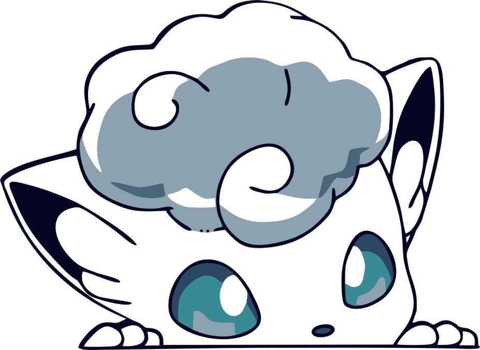 Alolan Vulpix Peekaboo Wall Decal - Cute Anime Eevee Evolution Sticker for Windows