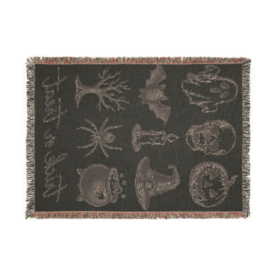 Halloween Woven Cotton Blanket: Spooky Fall Home Decor, holloween decor