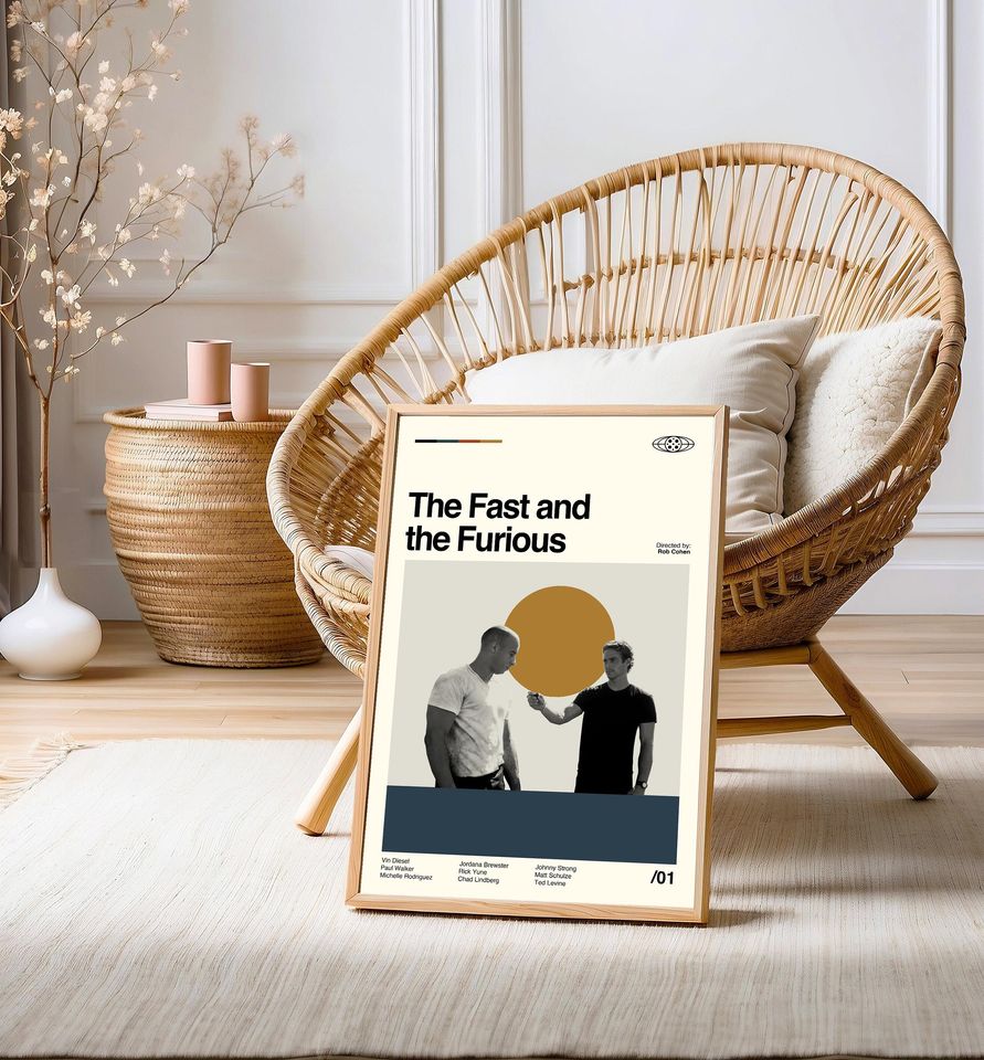 The Fast And The Furious Poster / Film Poster / Midcentury Modern Art / Minimalist Art / Vintage Print /  Retro Modern Poster / Gift for him