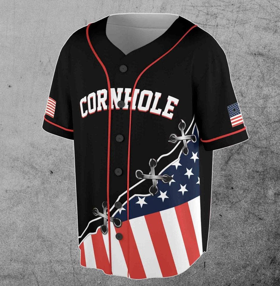 Personalized American Cornhole Baseball Jersey - Custom Team Name for Men
