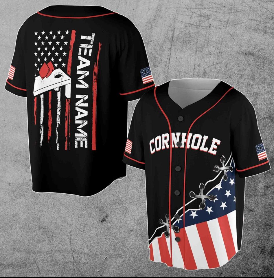 Personalized American Cornhole Baseball Jersey - Custom Team Name for Men