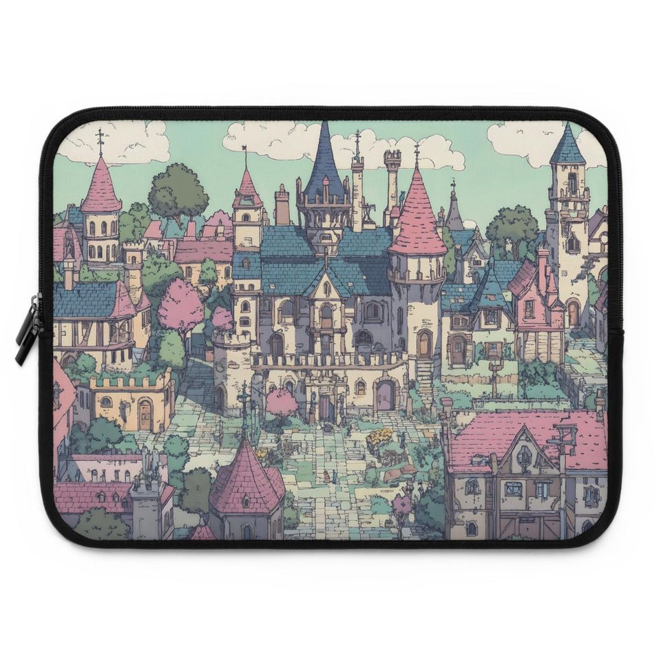 Whimsical Castle Laptop Sleeve, Cute Laptop Case, Fantasy Tech Accessory