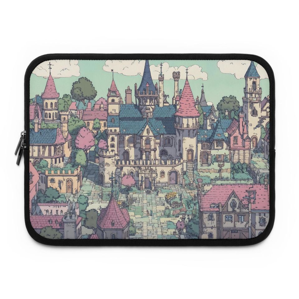 Whimsical Castle Laptop Sleeve, Cute Laptop Case, Fantasy Tech Accessory