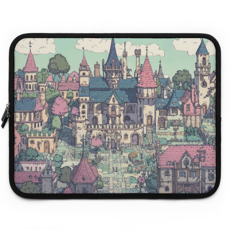 Whimsical Castle Laptop Sleeve, Cute Laptop Case, Fantasy Tech Accessory