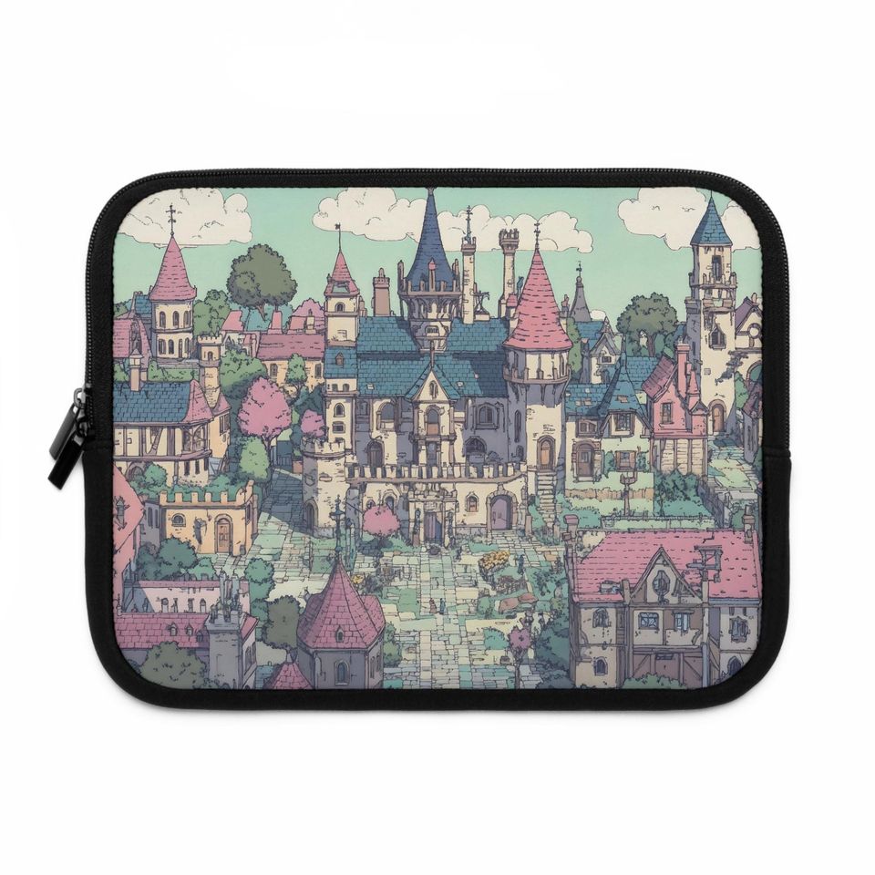 Whimsical Castle Laptop Sleeve, Cute Laptop Case, Fantasy Tech Accessory