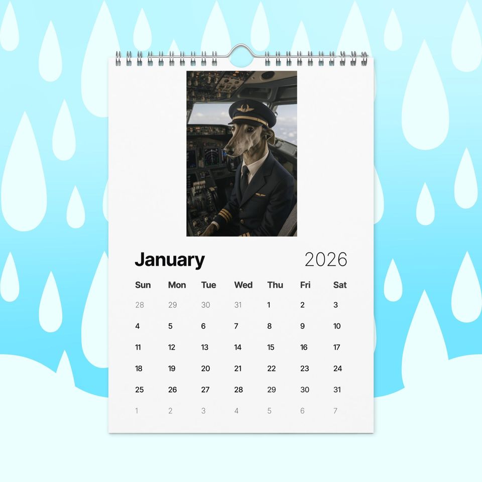 Greyhounds With Jobs 2026 Wall Calendar  Funny Greyhound Dog Calendar for Greyhound Lovers, Dog Gift Idea, Greyhound Rescue Gift