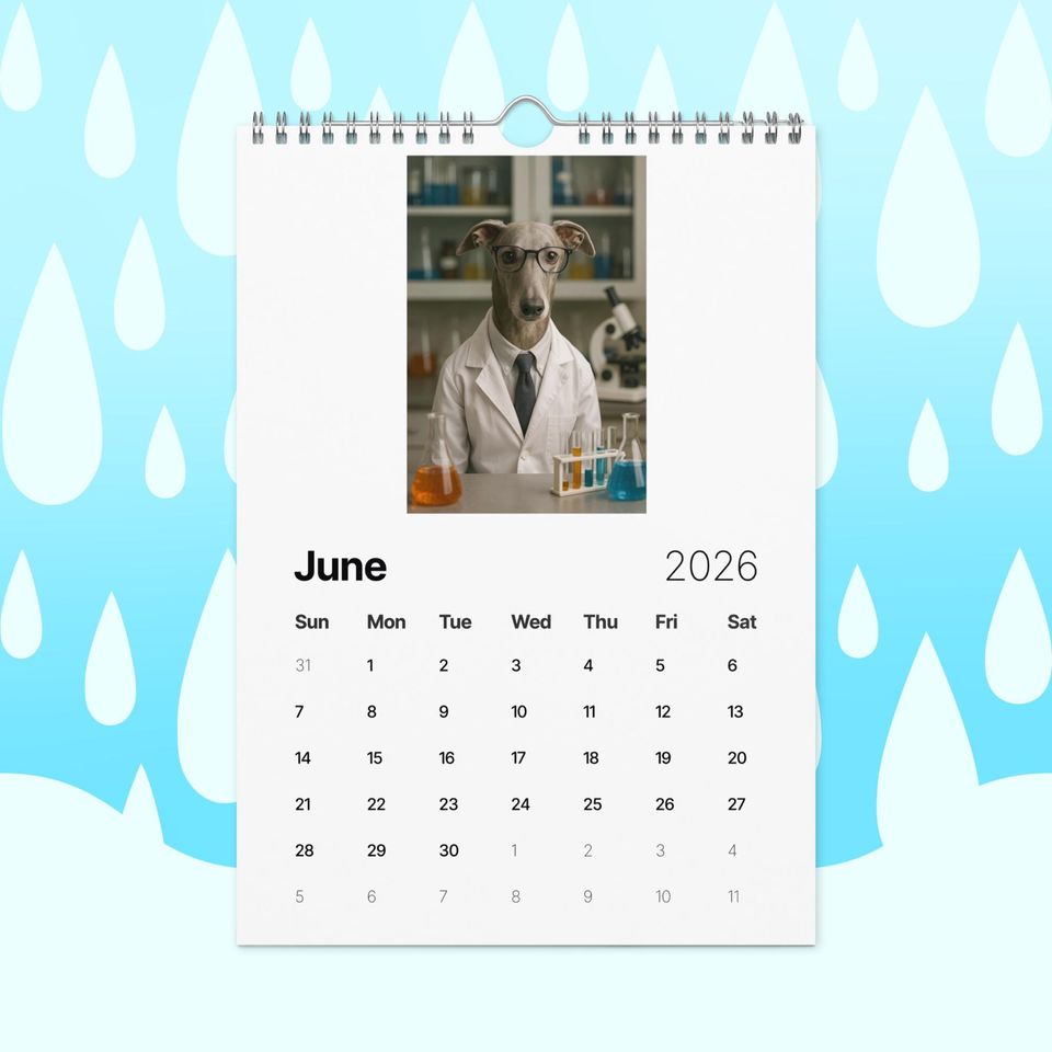 Greyhounds With Jobs 2026 Wall Calendar  Funny Greyhound Dog Calendar for Greyhound Lovers, Dog Gift Idea, Greyhound Rescue Gift