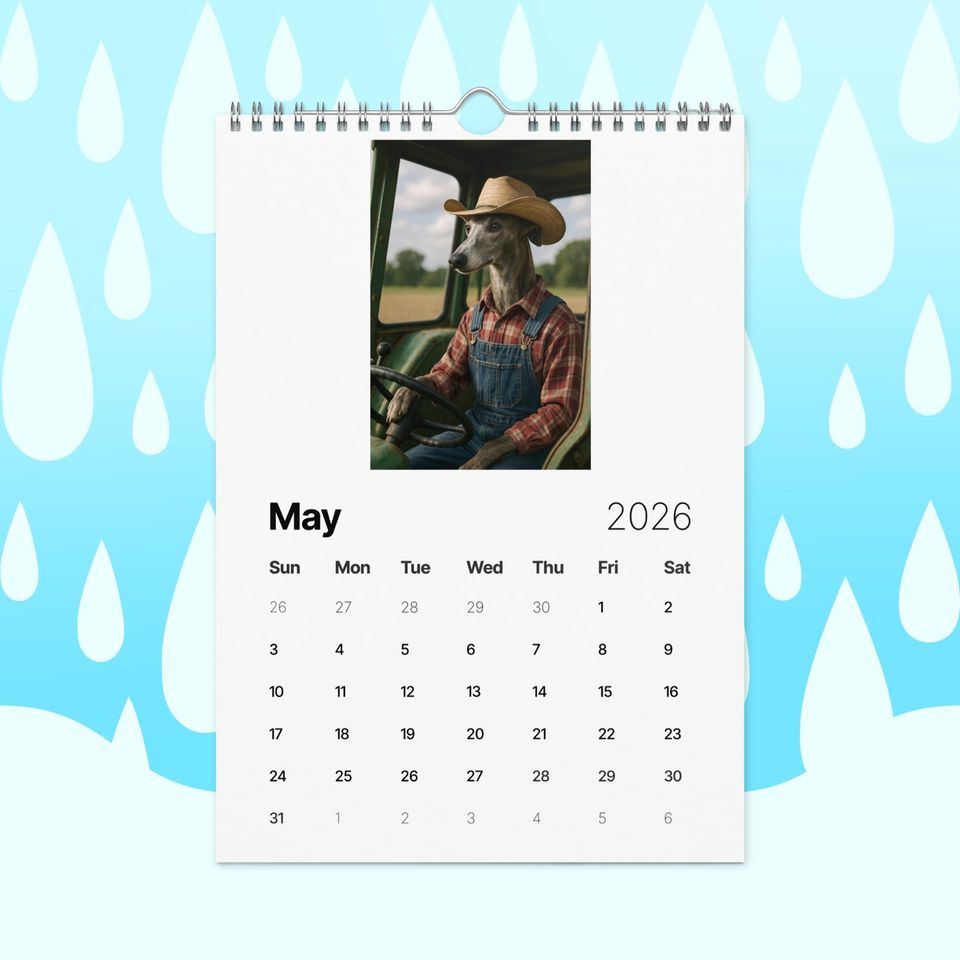 Greyhounds With Jobs 2026 Wall Calendar  Funny Greyhound Dog Calendar for Greyhound Lovers, Dog Gift Idea, Greyhound Rescue Gift