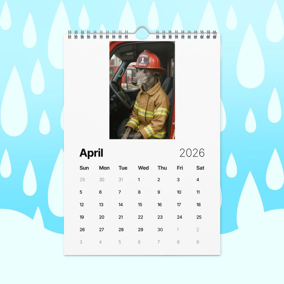 Greyhounds With Jobs 2026 Wall Calendar  Funny Greyhound Dog Calendar for Greyhound Lovers, Dog Gift Idea, Greyhound Rescue Gift