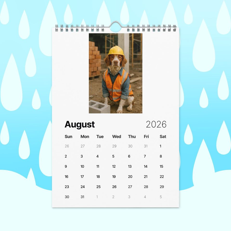 Funny Brittany Spaniel Dogs with Jobs Calendar 2026  Brittany Spaniels Dressed as Professionals  Dog Lover Gift, Brittany Spaniel Fans