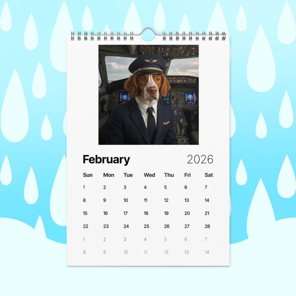 Funny Brittany Spaniel Dogs with Jobs Calendar 2026  Brittany Spaniels Dressed as Professionals  Dog Lover Gift, Brittany Spaniel Fans