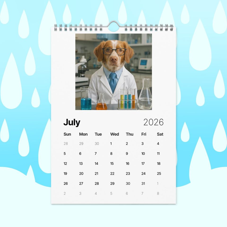 Funny Brittany Spaniel Dogs with Jobs Calendar 2026  Brittany Spaniels Dressed as Professionals  Dog Lover Gift, Brittany Spaniel Fans