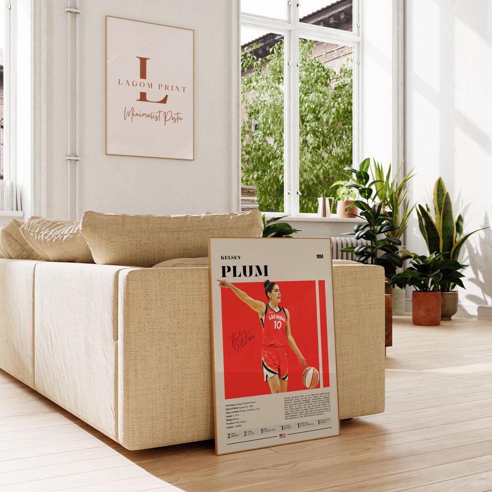 Kelsey Plum WNBA Poster: Mid-Century Modern Basketball Art Print