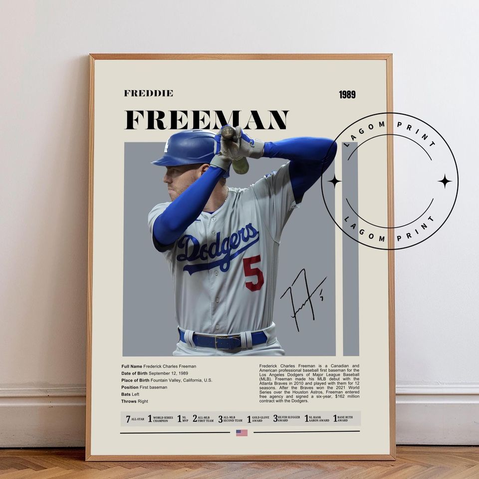 Freddie Freeman Dodgers Poster: Modern Baseball Art Print Poster