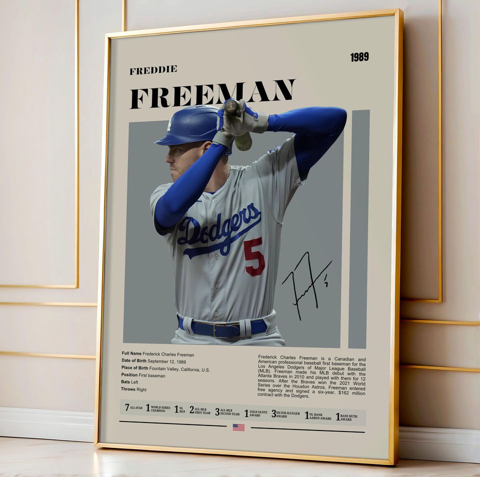 Freddie Freeman Dodgers Poster: Modern Baseball Art Print Poster