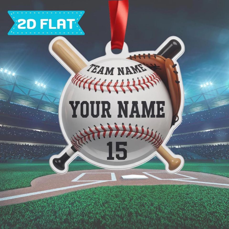 Personalized Baseball Team Ornament: Custom 2D Flat Acrylic Christmas Decor