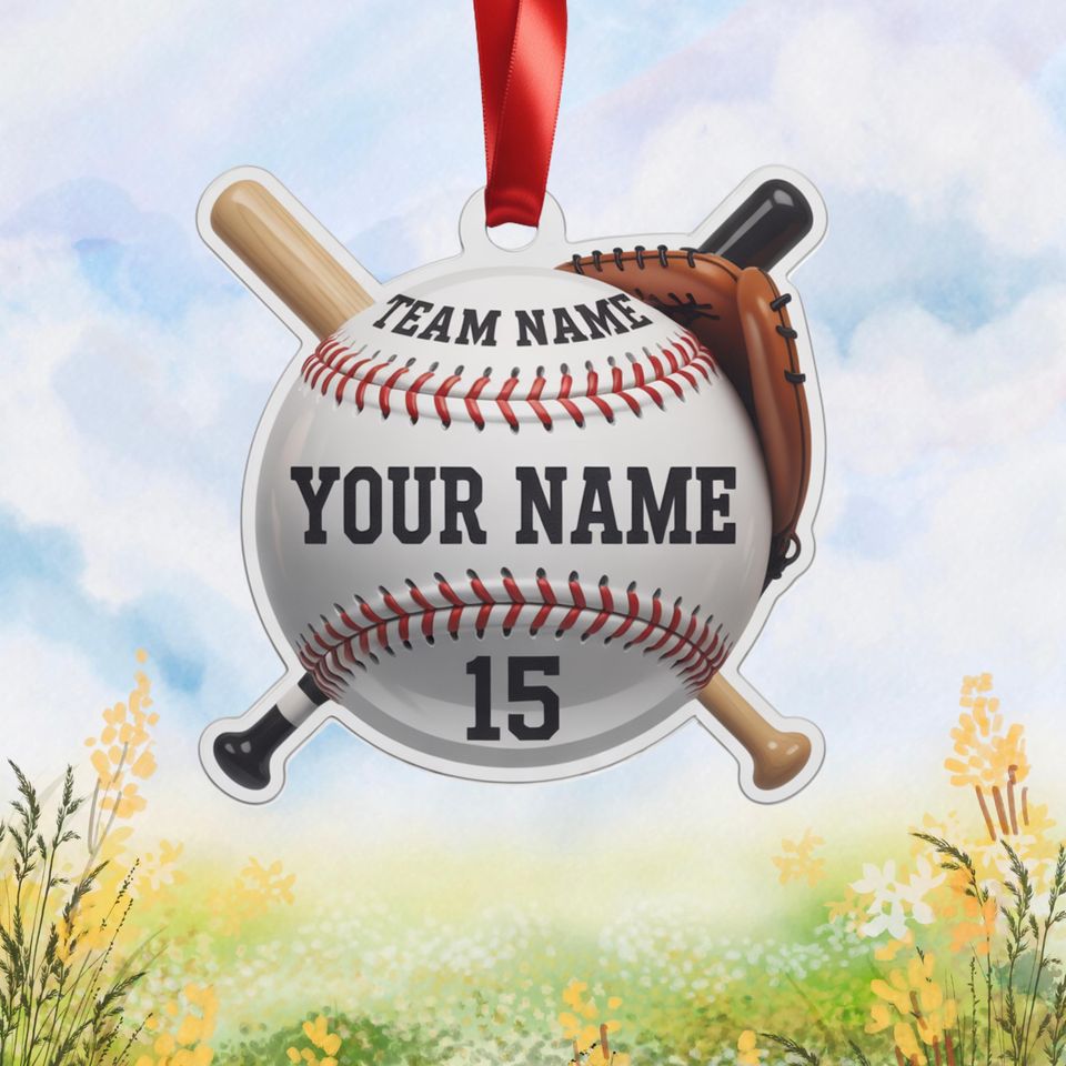 Personalized Baseball Team Ornament: Custom 2D Flat Acrylic Christmas Decor