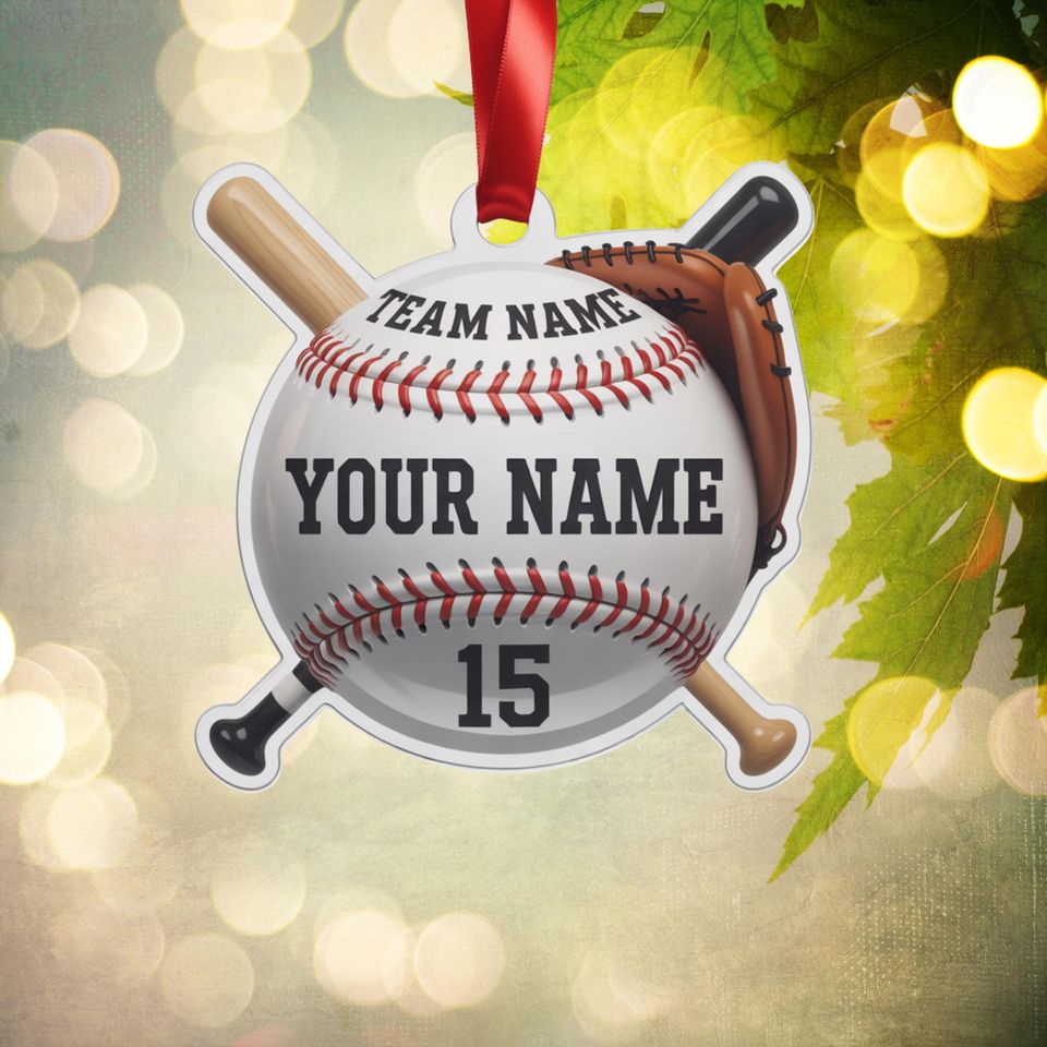 Personalized Baseball Team Ornament: Custom 2D Flat Acrylic Christmas Decor