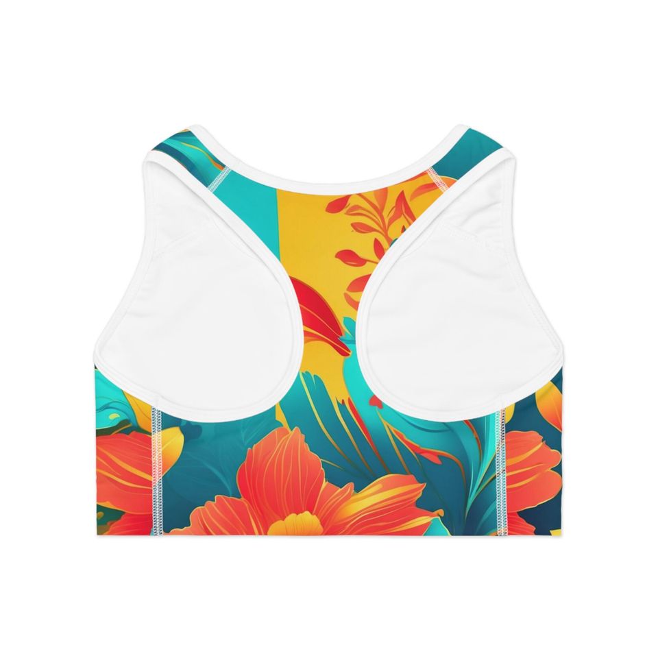 Floral Print Sports Bra: Compression Fit Moisture-Wicking Activewear