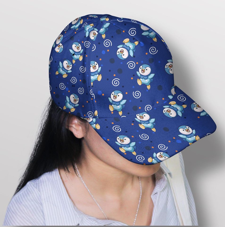 Piplup Baseball Cap, Cute Penguin Summer Hat, Unisex Adjustable Vintage Blue Cap
