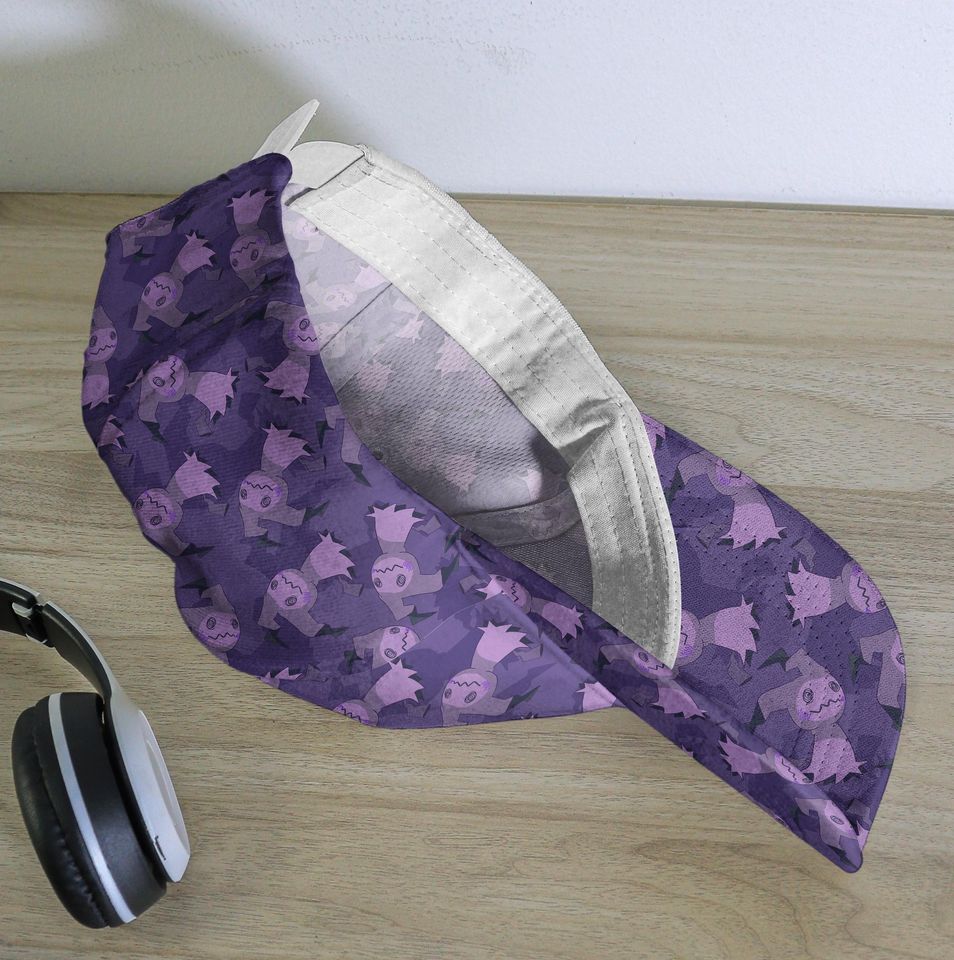 Mimikyu Baseball Cap, Purple Pattern, Unisex Vintage Adjustable Hat, Funny Anime Gift