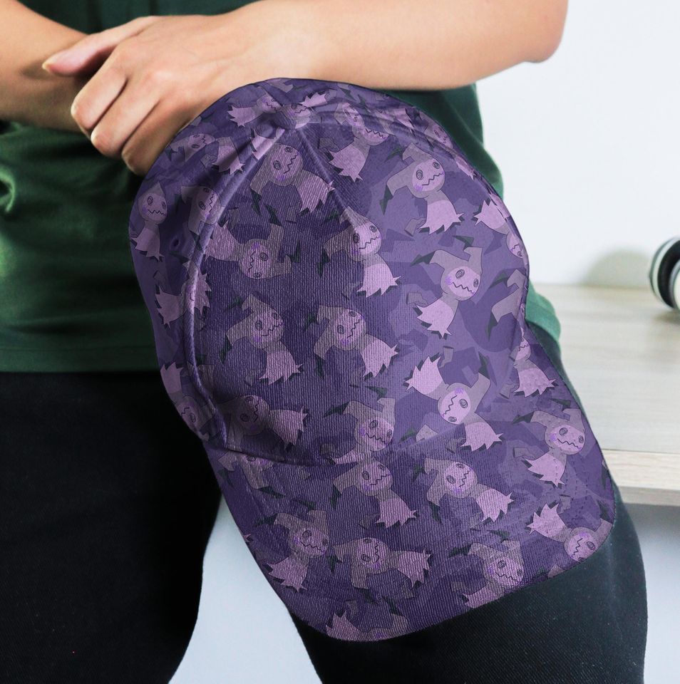 Mimikyu Baseball Cap, Purple Pattern, Unisex Vintage Adjustable Hat, Funny Anime Gift