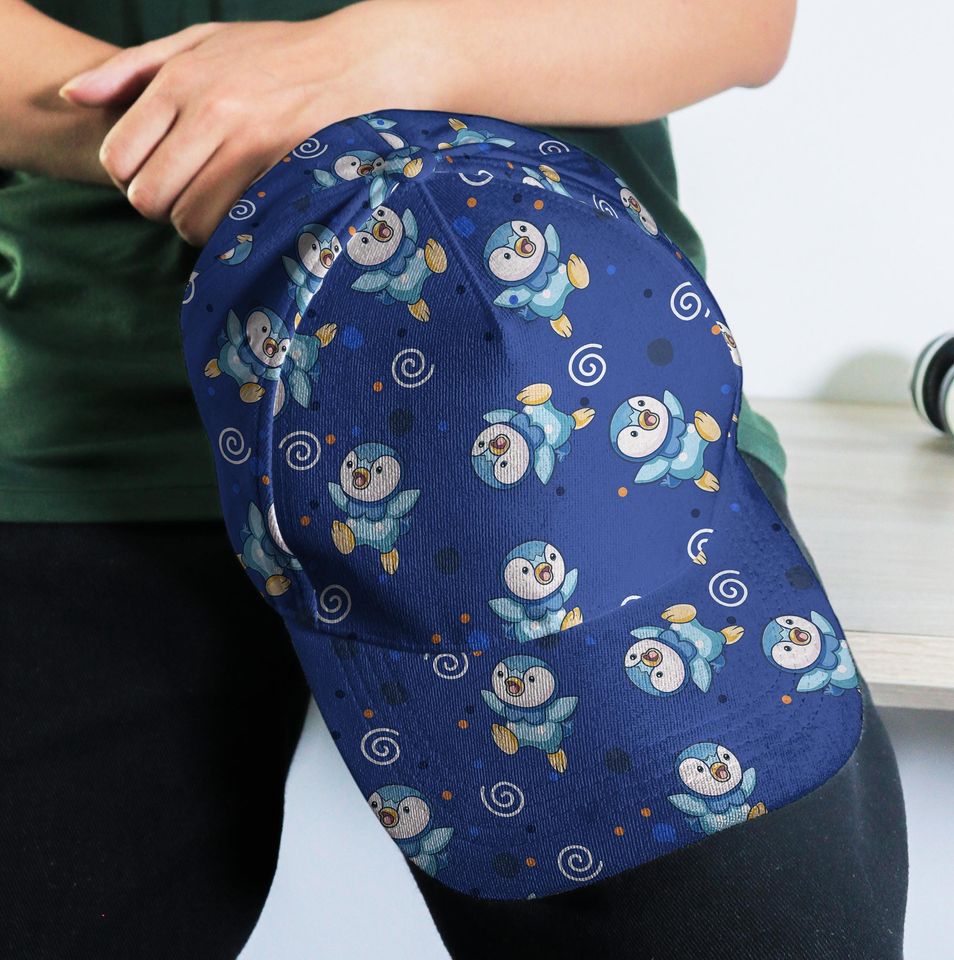 Piplup Baseball Cap, Cute Penguin Summer Hat, Unisex Adjustable Vintage Blue Cap